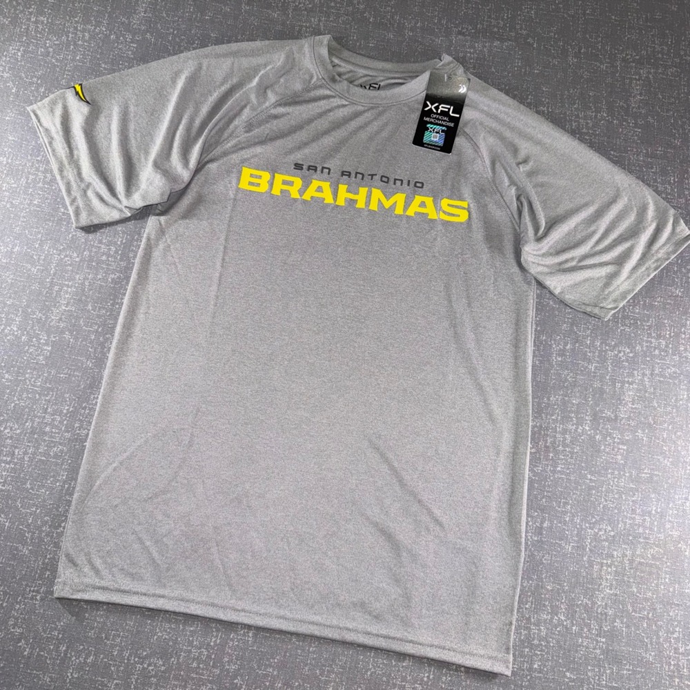 XFL San Antonio Brahmas Grey‎ Performance T-Shirt Mens Small NWT Fan Apparel